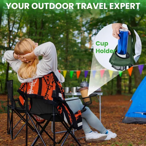 Vista 7 de 2 Pack Portable Camping Chairs Folding Lawn Chair Outdoor Lightweight Beach Chair with Cup Holder & Carry Bag for Outside Sports, Fishing, Hiking