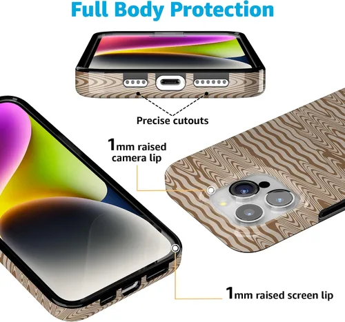 Vista 7 de Casely Funda para iPhone 15 Pro Moka Ripple Ondas marrones Compatible con MagSafe Diseño clásico ultra delgado
