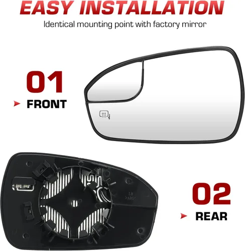Vista 4 de Espejo calefactable para visión lateral izquierda del conductor para Ford Fusion 2013, 2014, 2015, 2016, 2017, 2018, 2019, 2020, reemplazo
