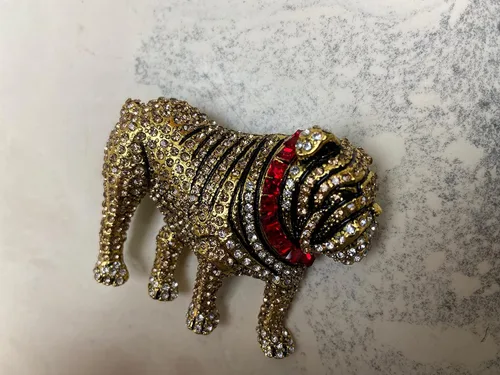 Vista 4 de Broche de cristal de Bulldog inglés Broche de regalo de aniversario Broche de joyería del día de la madre Broche del día de San Valentín Regalo