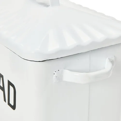 Vista 10 de Creative Co-op, caja de metal esmaltado para pan, color blanco