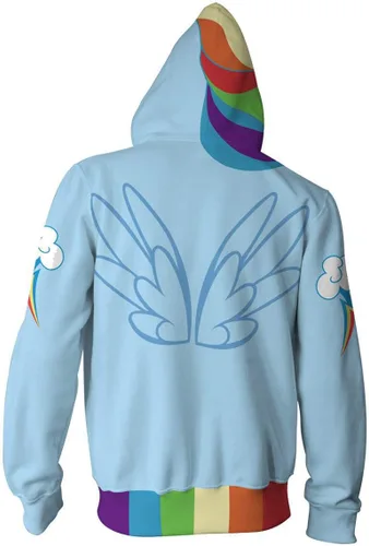 Vista 2 de Wsysnl Rainbow Dash Anime 3D Cosplay Cardigan Zip HoodieUnisex Adult