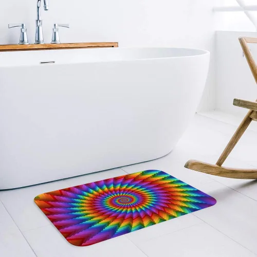Vista 3 de Tapete para puerta delantera para decoración del hogar, tapete de espuma viscoelástica con forma de hélice de arco iris, tapete de entrada