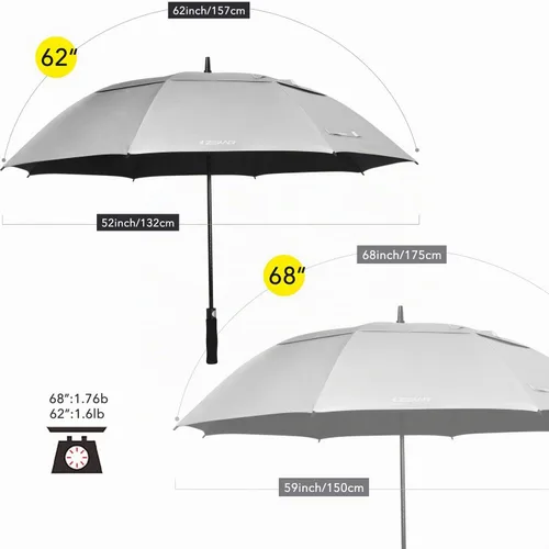 Vista 5 de ZEKAR Sombrilla de golf grande ventilada de 54 pulgadas, 62 y 68 pulgadas, resistente al viento, sombrilla para patio, protección solar y lluvia