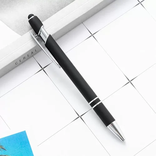 Vista 6 de Bolígrafos personalizados a granel, tinta negra, 6 unidades en 6 piezas en blanco negro