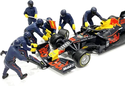 Vista 2 de American Diorama Formula One F1 Pit Crew 7 - Juego de figuras color azul para modelos a escala 1/18