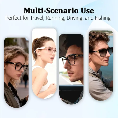 Vista 8 de Lentes inteligentes AI con traducción en tiempo real y asistente de voz, lentes de sol Bluetooth con llamadas de cancelación de ruido, música