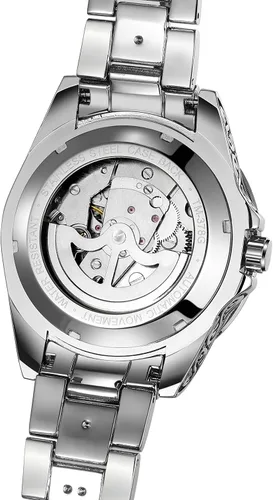 Vista 5 de FORSINING Reloj automático con grabado de esqueleto para hombre, resistente al agua, reloj de pulsera de cuerda automática