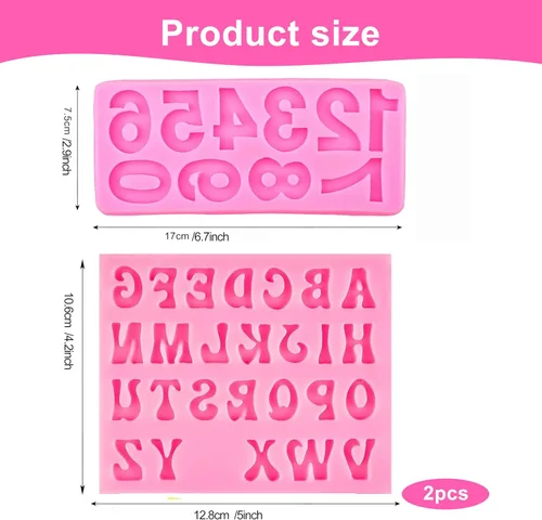 Vista 2 de 2 moldes de silicona grandes, 26 moldes de fondant con letras mayúsculas, del alfabeto número 0-9, molde de silicona para decoración de pasteles