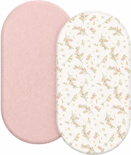 Vista 12 de Sábanas orgánicas para cuna de bebé de 33 x 17 pulgadas, 100% algodón de muselina para bebé, niña, niño, funda de colchón ajustable suave compatible
