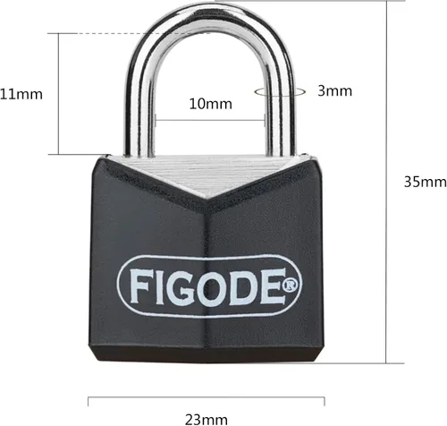 Vista 7 de FIGODE® Candado pequeño y ligero con llaves grandes, cerradura de aluminio cubierta negra, 3/4 pulgadas de ancho, candados de equipaje para maleta