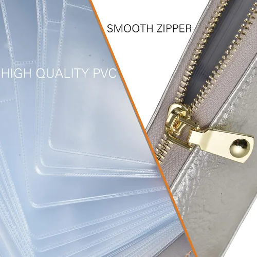Vista 7 de Easyoulife - Monedero de cuero con cremallera, billetera portatarjetas para mujer, bloqueo RFID