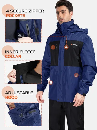 Vista 6 de Rodeel Traje impermeable para pesca para hombres (conjunto de chaqueta y pantalón de lluvia)