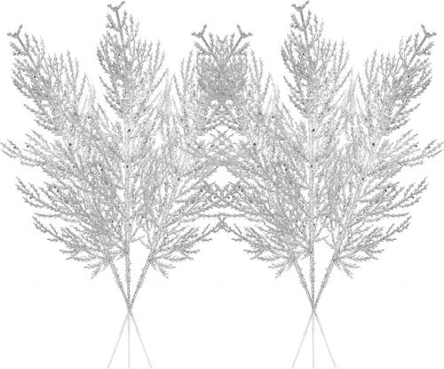 Vista 9 de Tallos de bayas con purpurina navideña, 24 piezas de púas artificiales para rellenos de adornos de árbol de Navidad, coronas de Navidad Dorado