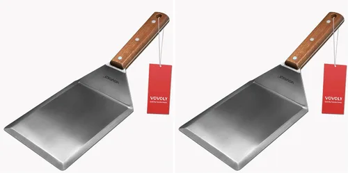 Vista 10 de Espátula pequeña para sartén de hierro fundido, mango de silicona de tang completo, resistente al calor, volteador comercial de grado pesado