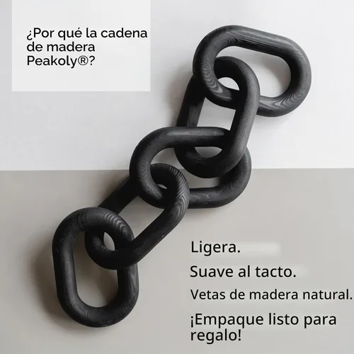 Vista 2 de PEAKOLY Decoración de Eslabones de Cadena de Madera - Artículos Modernos de Decoración de Mesa de Café, Decoración de Cadena Negra para Mesa de Negro