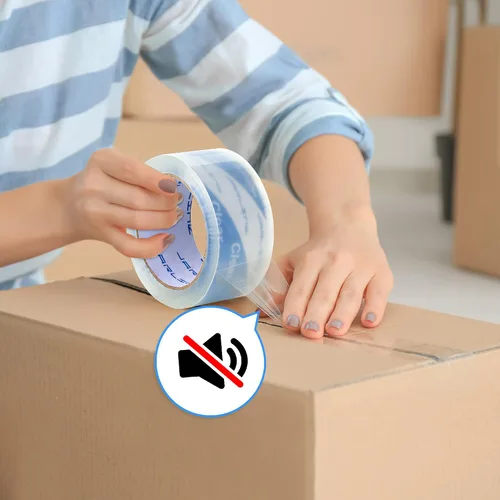 Vista 7 de JARLINK Cinta de embalaje silenciosa transparente sin ruido (12 rollos), cinta de embalaje resistente para embalaje de envío, sellado en movimiento