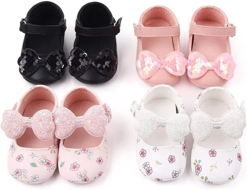 Vista 2 de Meckior - Zapatos de vestir para bebé y la princesa niña, hechos a mano, para niños y niñas, de cuero sintético, antideslizante, para cuna