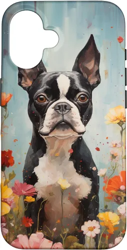 Vista 32 de Boston Terrier in Flower Garden Dog Art Lovers Design Case for iPhone 17