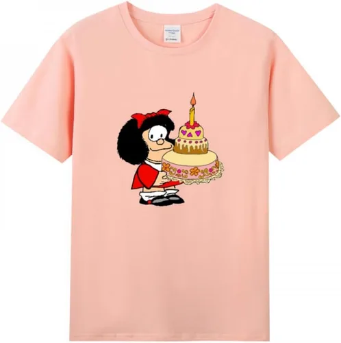 Vista 11 de Camiseta de algodón purificado con pastel de cumpleaños Mafalda para mujer Negro
