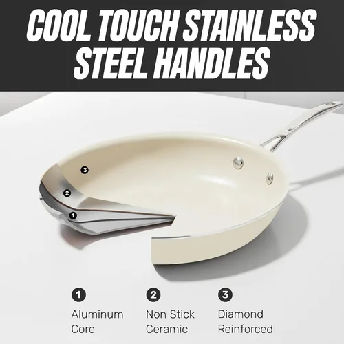 Vista 6 de GOTHAM STEEL - Juego de 12 piezas de utensilios de cocina de cerámica antiadherente, juego de ollas y sartenes de cerámica antiadherentes