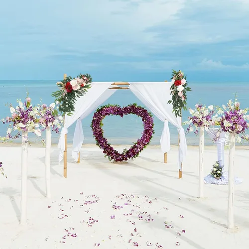 Vista 2 de Juego de 2 flores artificiales para arco de boda, flores artificiales para letrero de boda, decoración de boda polvorienta para decoración de Champán