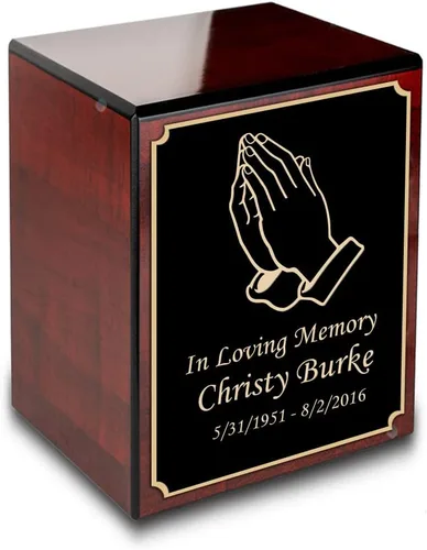 Vista 21 de GetUrns Caja conmemorativa de urna de cremación de cereza pequeña grabada personalizada para cenizas (gloria americana)
