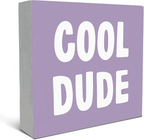 Vista 7 de SRADMO Cool Dude - Letrero de madera para escritorio, caja de madera boho, beige, preppy, decoración para adolescentes, niños, dormitorio