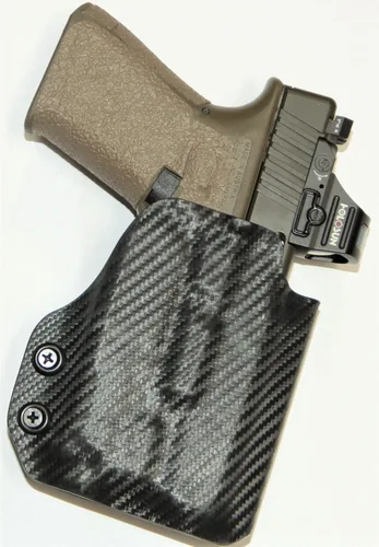 Vista 3 de REVKEL - Funda de pala moldeada Kydex personalizada para Smith & Wesson M&P Shield 9/40 con riel táctico de recuperación y Olight Baldr S. Dibujo a
