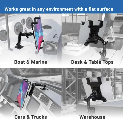Vista 9 de ARKON Soportes – Soporte de tableta resistente base de taladro segura para automóviles, paredes y mesas, brazo ajustable que garantiza un