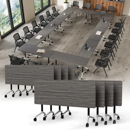 Vista 32 de Mesa de conferencias plegable, mesa de sala de conferencias con ruedas, mesa de conferencias plegable modular, mesas de reuniones de entrenamiento