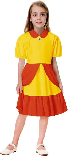 Vista 5 de Remimi Girls Princess Peach Costume Super Brother Halloween Daisy Cosplay Dress 5-14 Years