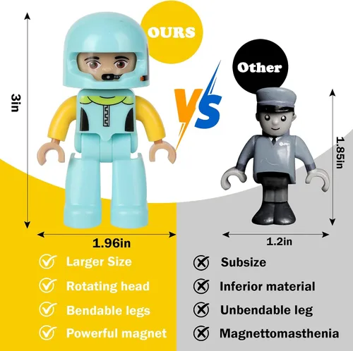 Vista 4 de Figuras Magnéticas Grandes de Personas para Niños, 3 Pulgadas Personas de Juego Magnéticas Compatibles con Lego, 12 Piezas Juguetes Magnéticos