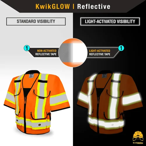 Vista 3 de KwikSafety - Charlotte, NC - GODFATHER Class 3 Safety Vest [CUSHIONED COLLAR] ANSI OSHA High Visibility 9 Pockets Reflective Heavy Duty Mesh Vis