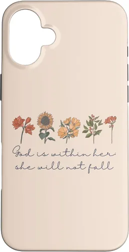 Vista 23 de God is Within Her She Will Not Fall Psalms 46:5 Boho Flowers Case for iPhone 17