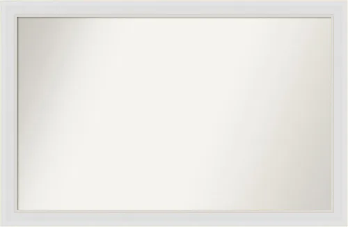 Vista 104 de Amanti Art Espejo de baño blanco para sobre el fregadero, 24 x 26 pulgadas, espejo rectangular blanco y blanco, marco de madera contemporáneo