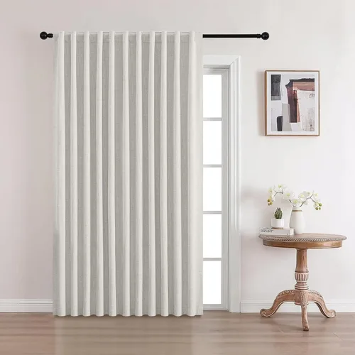 Vista 30 de CUCRAF Juego de 2 paneles de cortinas 100% opacas de lino de 84 pulgadas de largo, con pestaña trasera y bolsillo para barra para sala de estar