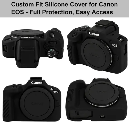Vista 4 de Leayjeen Funda protectora de silicona compatible con cámara Canon EOSR50, carcasa protectora de silicona suave para cámara R50, con cubierta