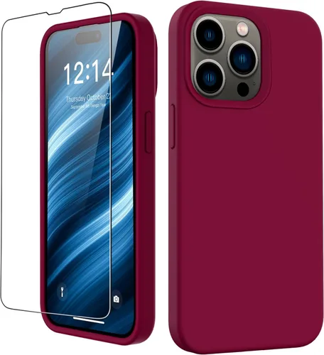 Vista 12 de FUNMIKO Funda compatible con iPhone 15 con protector de pantalla, silicona líquida suave y sedosa mejorada, diseñada a la moda para hombres, mujeres