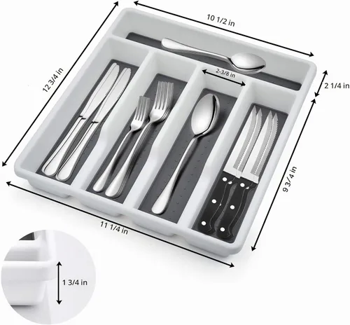 Vista 3 de E-far Juego de cubiertos de 24 piezas con bandeja organizadora y cuchillos