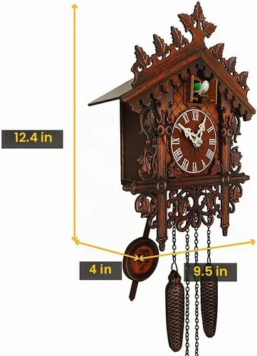 Vista 2 de JoonieHouse Reloj de cuco tradicional de la Selva Negra, reloj de pared decorativo de madera nueva con péndulo y función de timbre – Relojes