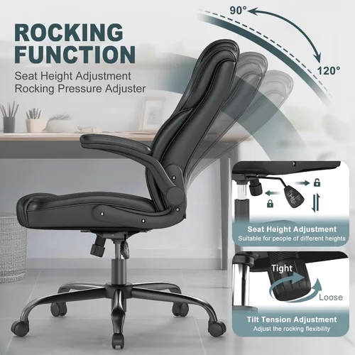 Vista 4 de Silla de Oficina Ejecutiva AnyGod, Sillas de Escritorio Ergonómicas y Cómodas para Computadora con Reposabrazos Abatibles, Soporte Lumbar, Respaldo