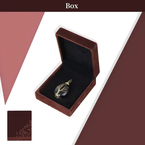 Vista 2 de Collar con colgante de árbol de la vida en forma de lágrima, cristal curativo, collar de piedra natural, alambre de cobre dorado, joyería