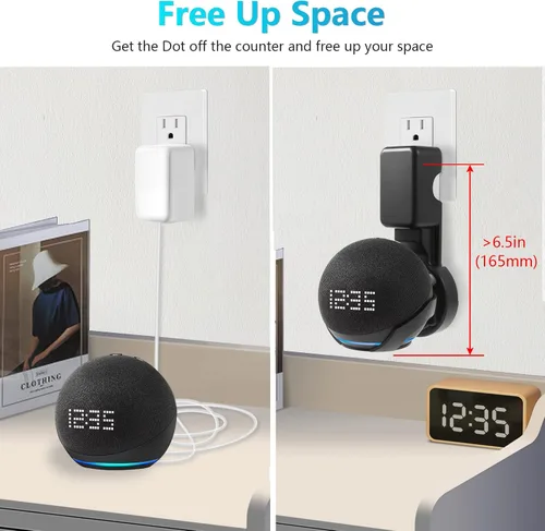Vista 3 de ZUOLACO Soporte de pared para Echo Dot de 5ª generación, soporte de enchufe para Echo Dot (5ª y 4ª generación), accesorios de puntos que ahorran