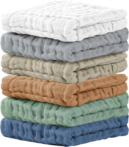 Vista 13 de Cuddle Campus Paquete de 6 paños de muselina para bebé, paños para eructos Set 3