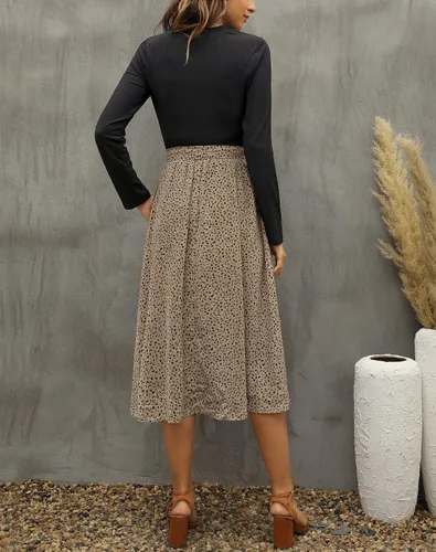 Vista 3 de Zattcas - Vestido por debajo de la rodilla acanalado de manga corta para mujer, modesto vestido de trabajo casual con bolsillos