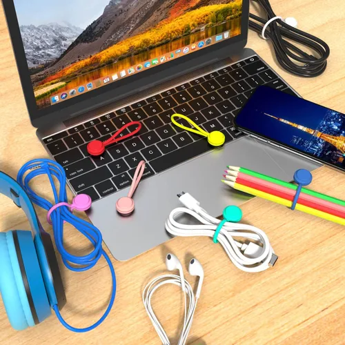 Vista 3 de Bridas magnéticas para cables, 10 unidades, reutilizables, para auriculares, administrador de cables USB, correas para marcapáginas, clips