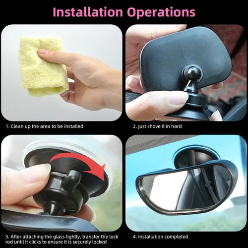 Vista 6 de Kewucn Espejo de coche para bebé, espejo retrovisor interior inastillable, espejo de observación de bebé, espejo retrovisor ajustable para asiento