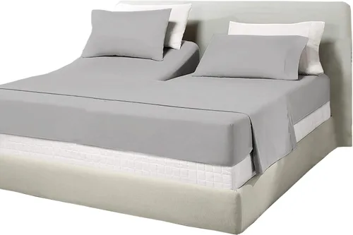 Vista 43 de Juego de sábanas de algodón de 600 hilos tamaño Queen dividido para base de cama ajustable, juego de sábanas de 4 piezas con bolsillo profundo