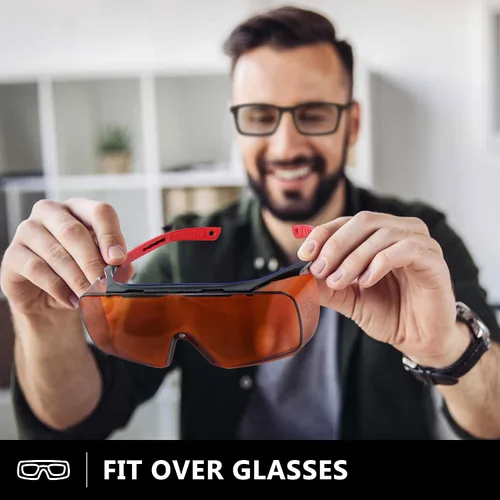Vista 5 de Gafas láser profesionales de doble onda 532+1064 nm, resistentes a láser 180-540 y 750-1100 nm para láser infrarrojo de 445 nm, 532 nm, 1064 nm